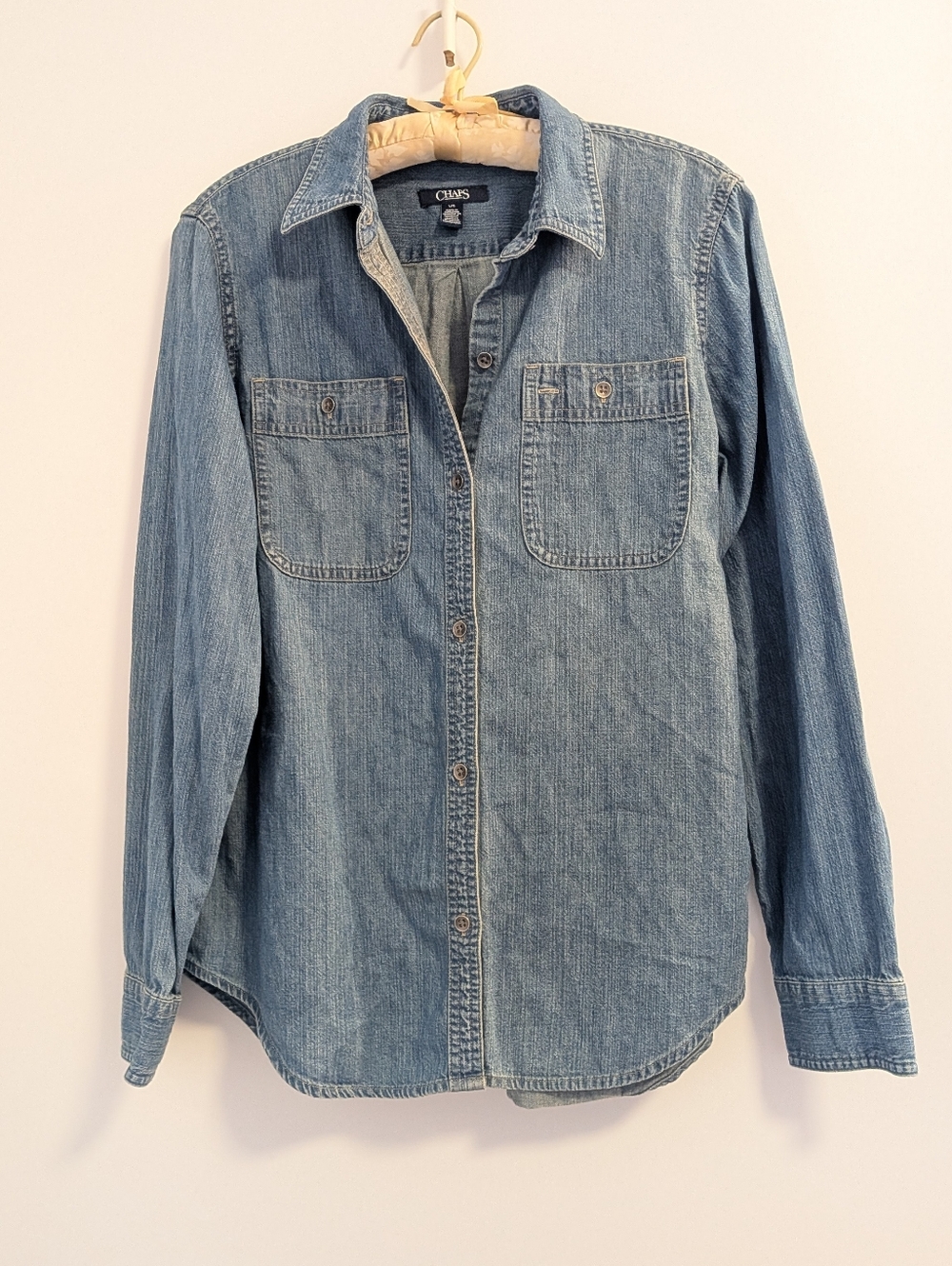 Chaps Light Blue Denim Button-Up Shirt